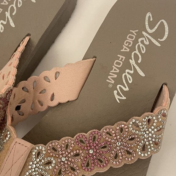 Skechers Cali Women's Meditation Flower Flip Flops Yoga Foam® Footbed Size 8 - Picture 5 of 10